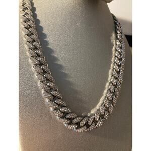 mens cuban link chunky bling chain necklace iced out hip-hop 18”
